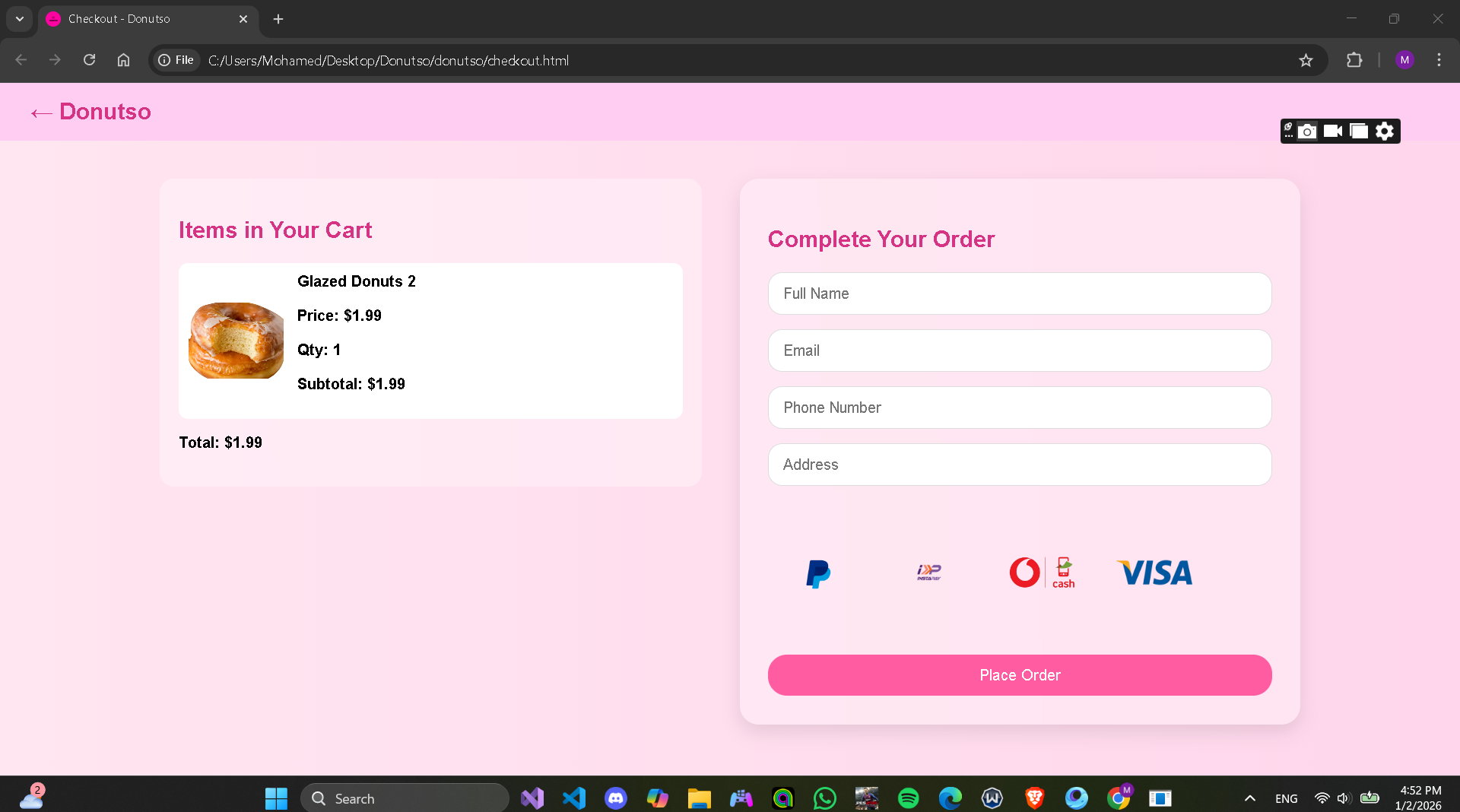 Donutso Online Store